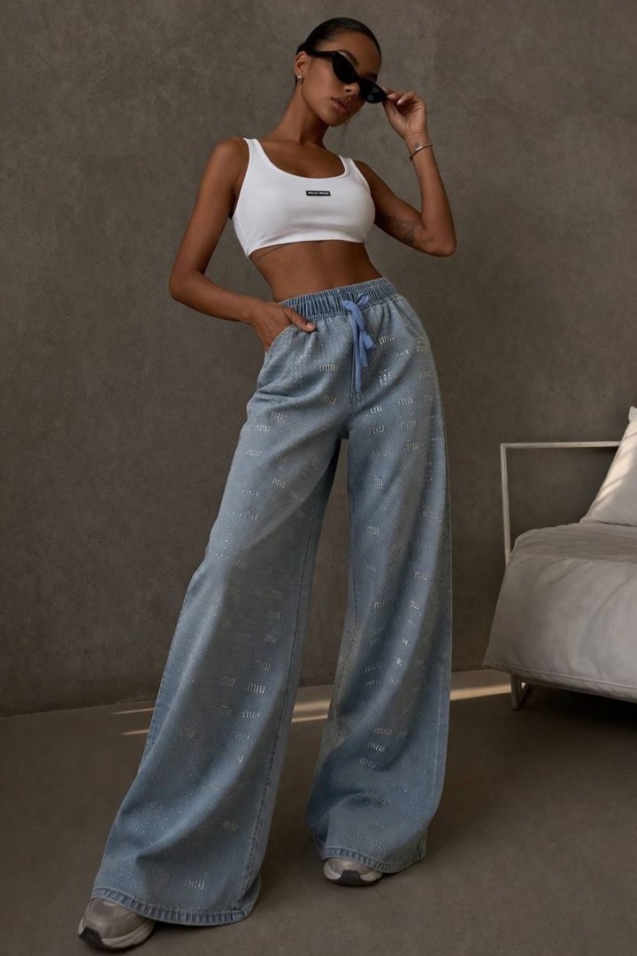 Джинси палаццо зі стразами STC-327A799