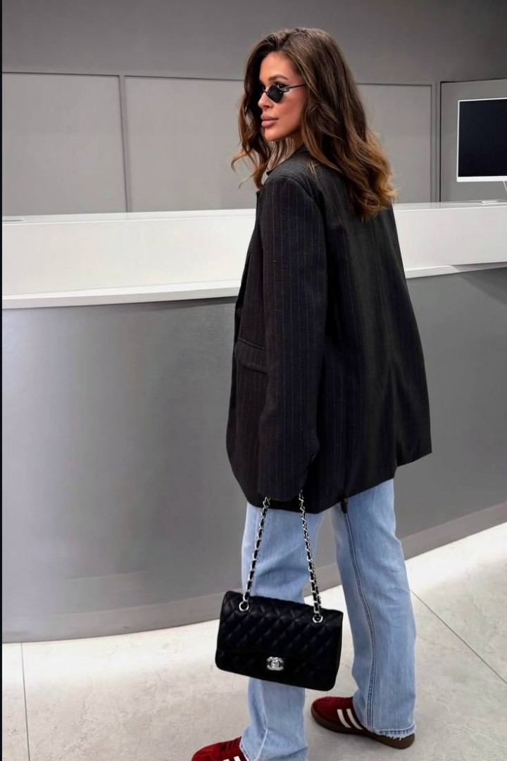 Пиджак черный женский удлиненный ANN-587.2A530