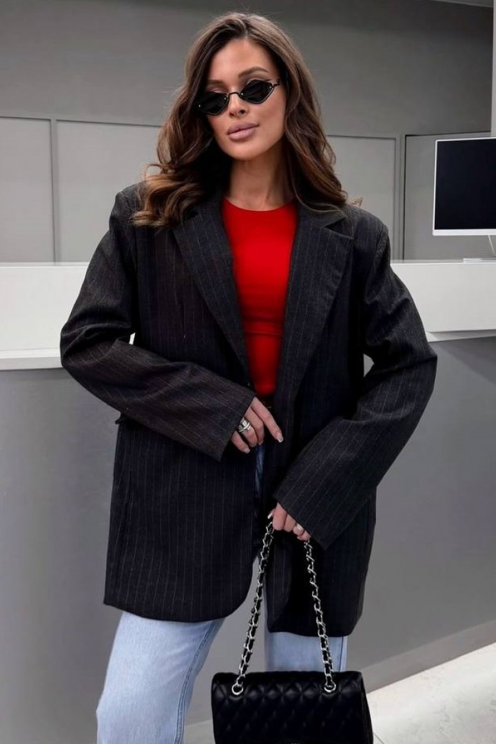 Пиджак черный женский удлиненный ANN-587.2A530