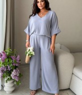 Брючный летний костюм для полных  SMO-1311A16