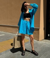 Льняной костюм шорты LID-577A700