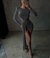 Прекрасное люрексовое платье мини VOL-808A550