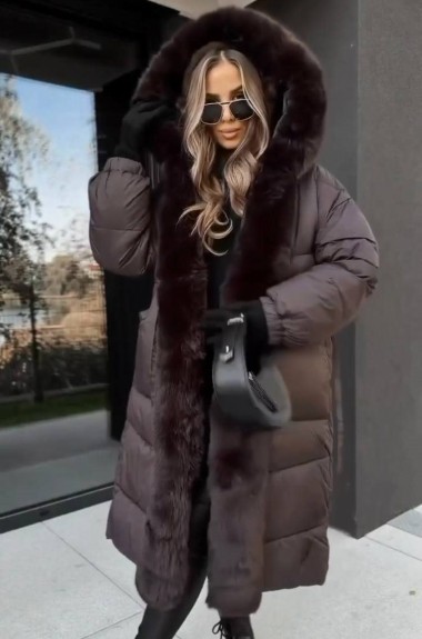 Пуховое пальто с норкой LOU-1610.1A1999