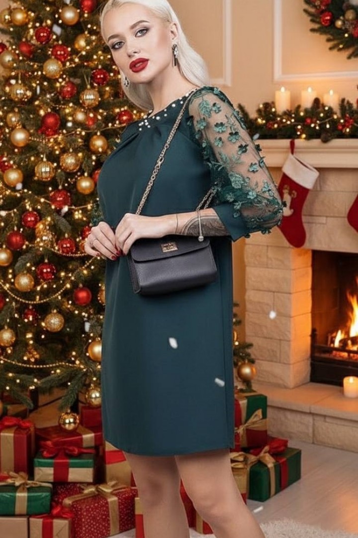 Платье с вышивкой на рукавах AS-424A300