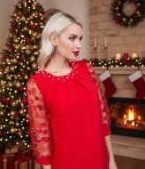 Платье с вышивкой на рукавах AS-424A300