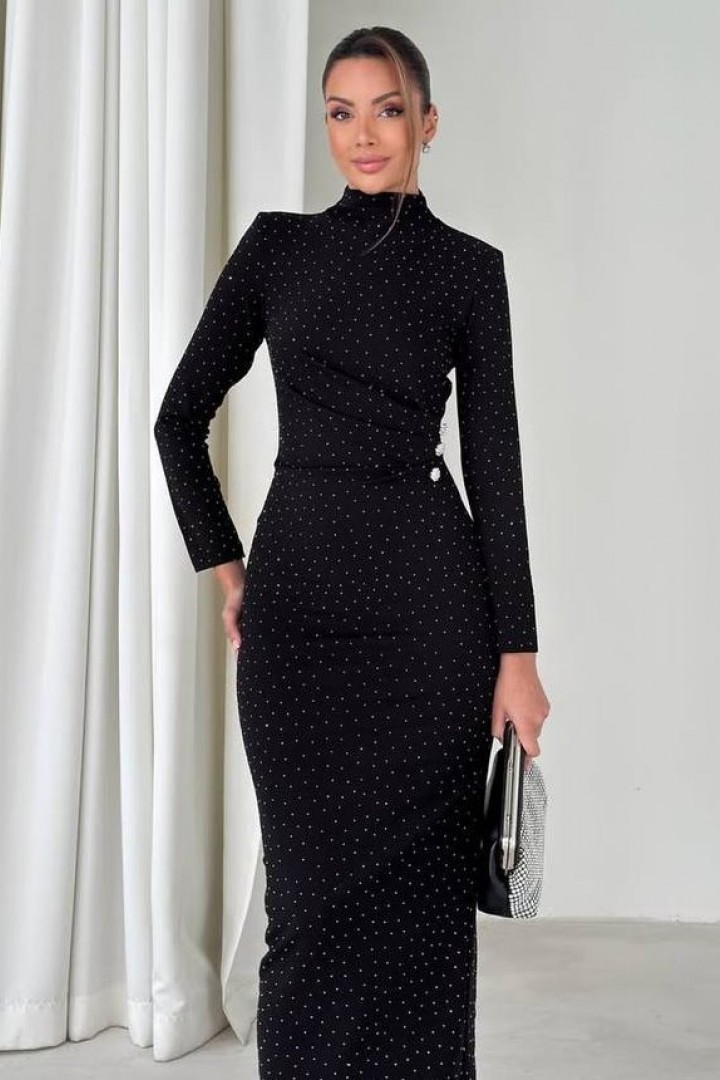 Черное платье с блестками ANM-417A650
