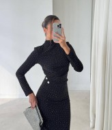 Черное платье с блестками ANM-417A650