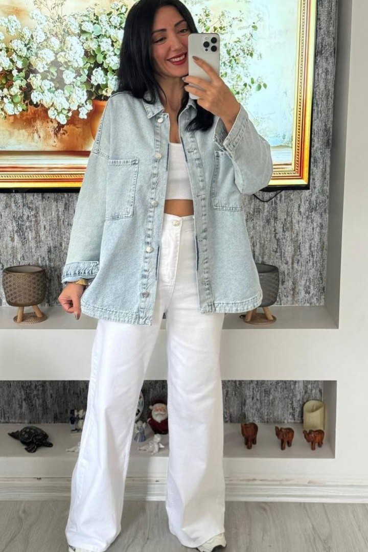 Джинсова куртка рубашка з принтом AMU-2149A1150