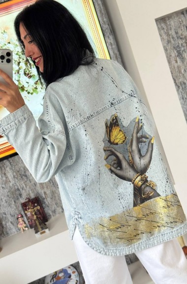 Джинсова куртка рубашка з принтом AMU-2149A1150