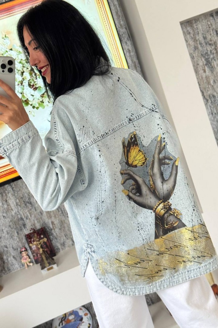 Джинсова куртка рубашка з принтом AMU-2149A1150