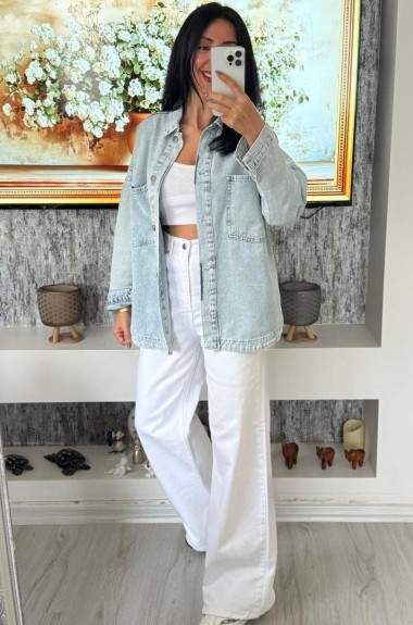 Джинсова куртка рубашка з принтом AMU-2149A1150