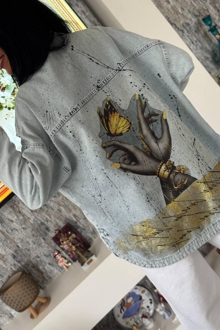 Джинсова куртка рубашка з принтом AMU-2149A1150