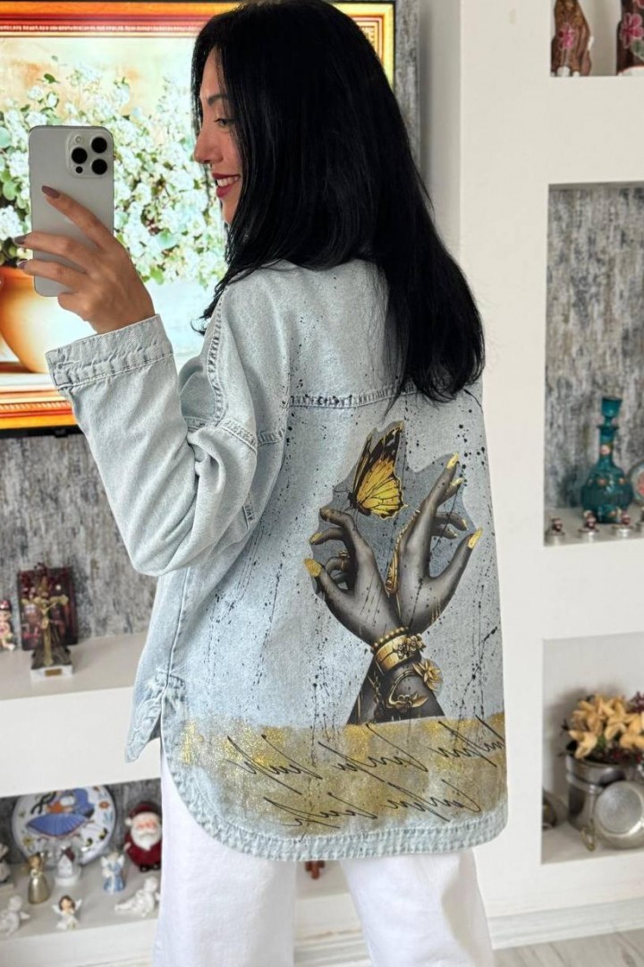 Джинсова куртка рубашка з принтом AMU-2149A1150