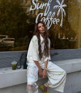 Шовковий брючний костюм з надпісями BAC-974A1200