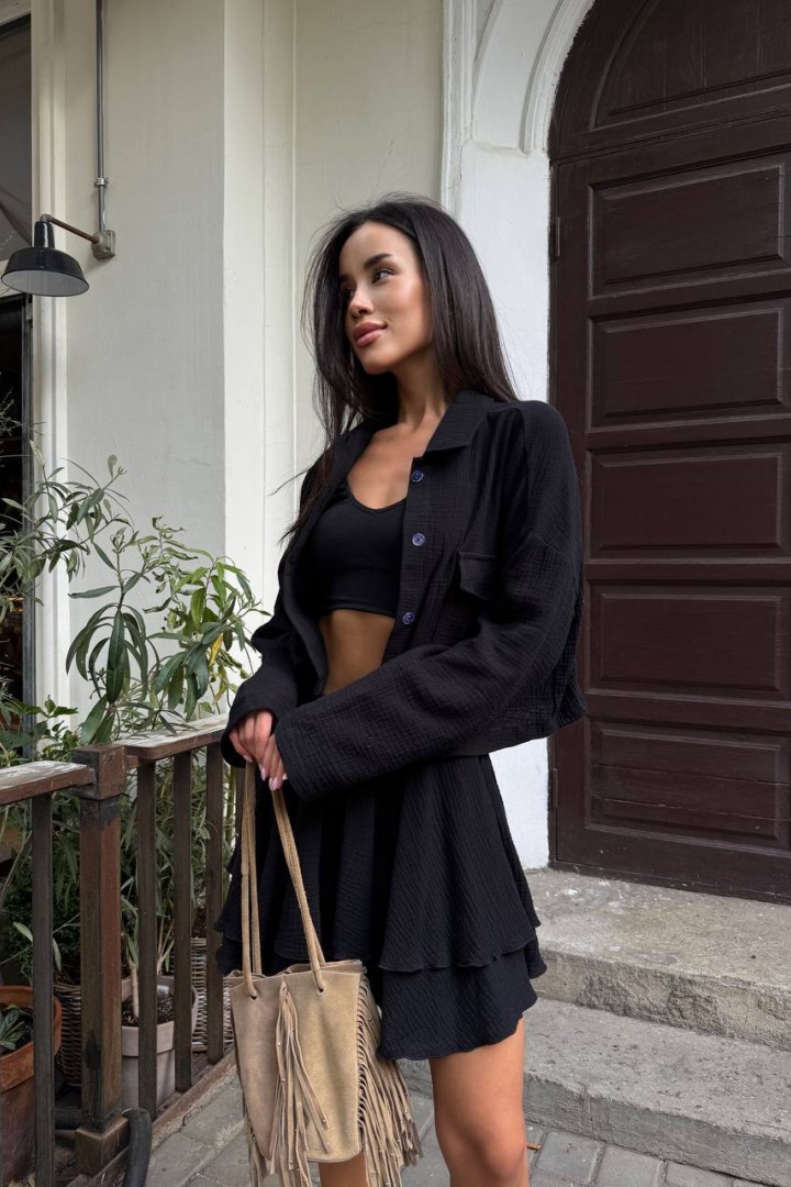 Муслиновый костюм с юбкой MUS-126A680