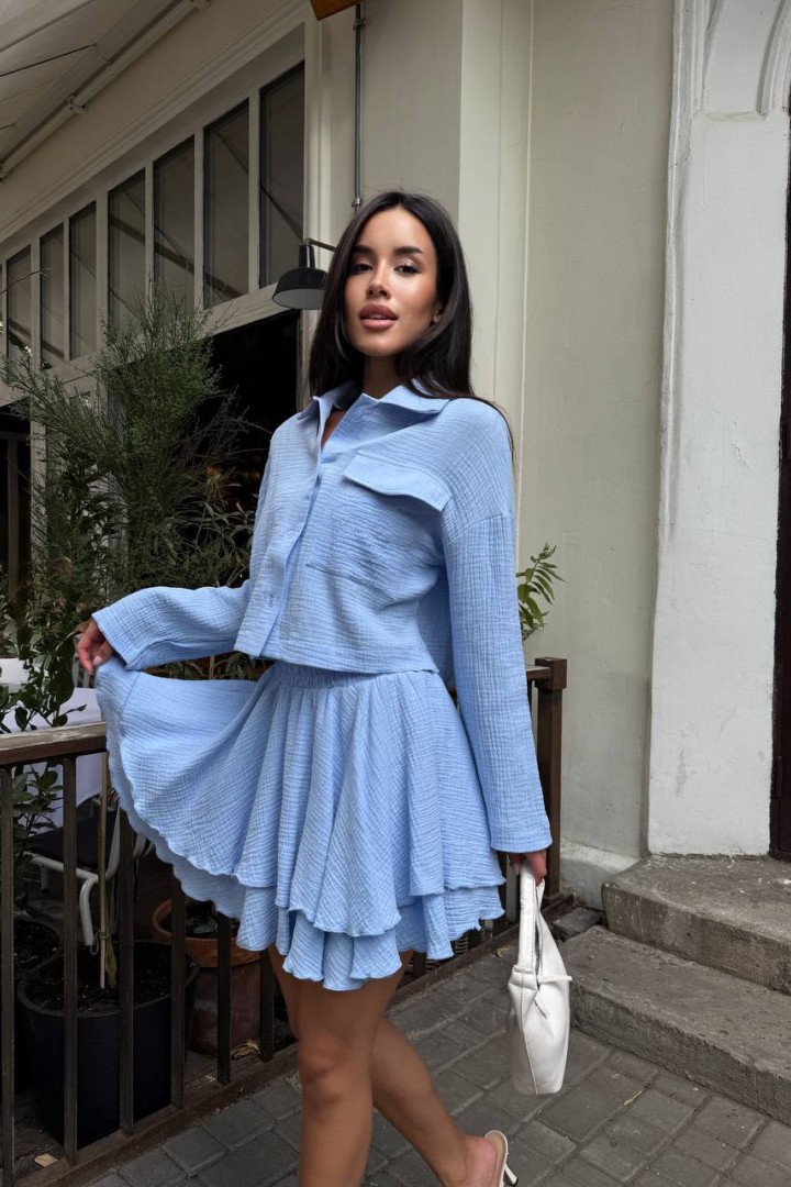 Муслиновый костюм с юбкой MUS-126A680