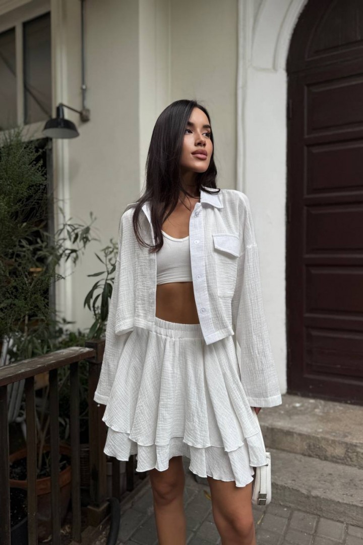 Муслиновый костюм с юбкой MUS-126A680