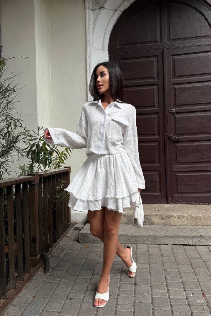 Муслиновый костюм с юбкой MUS-126A680