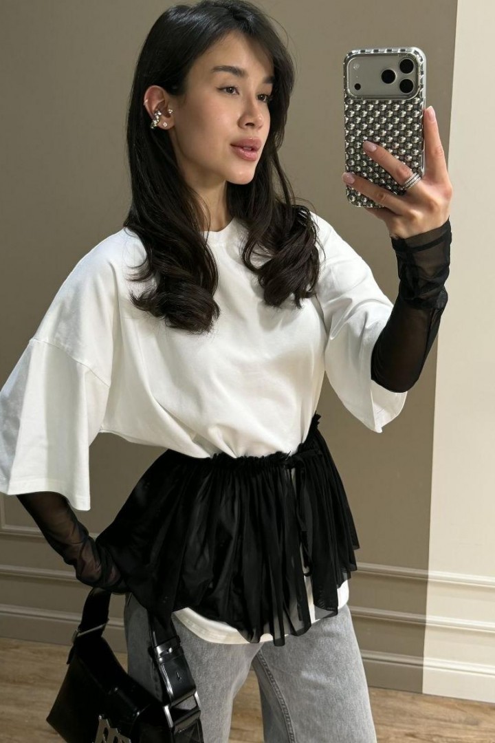 Футболка с баской и рукавами  COB-915A549