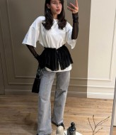 Футболка с баской и рукавами  COB-915A549