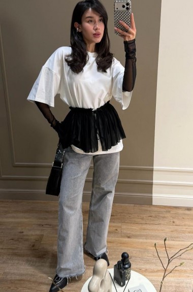 Футболка с баской и рукавами  COB-915A549