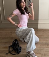 Штани с кружевными лампасами  COB-917A549