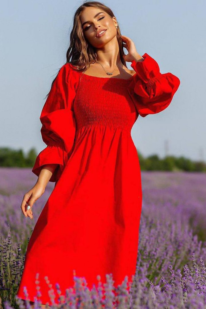 Нежное льняное платье FL-1581A580