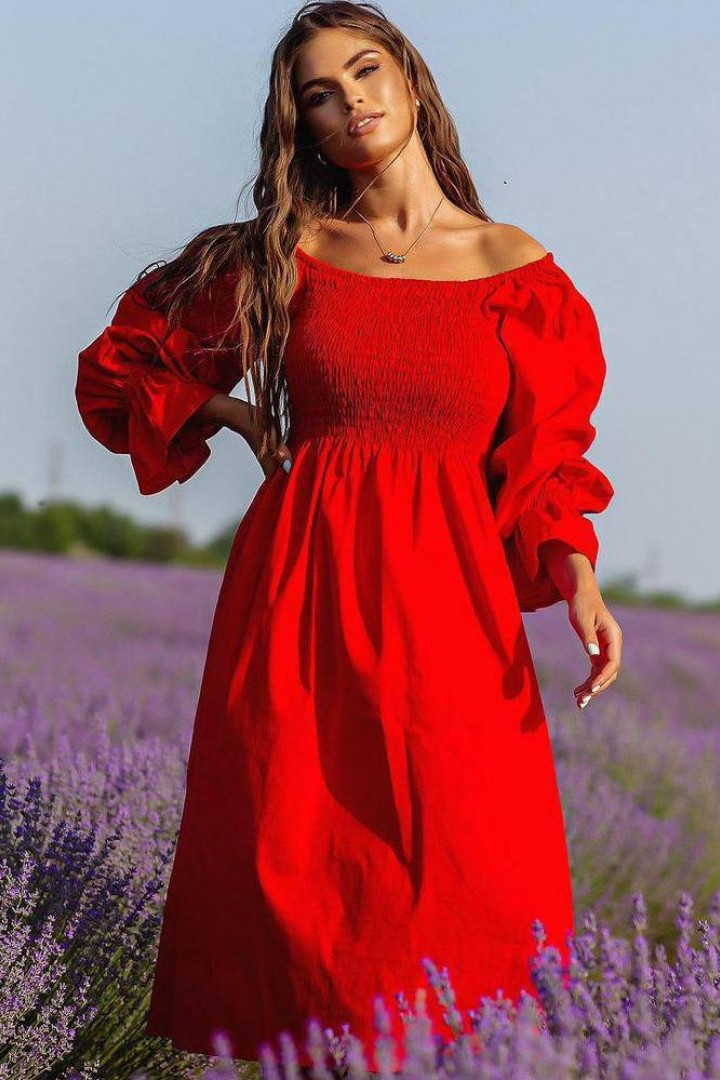 Нежное льняное платье FL-1581A580