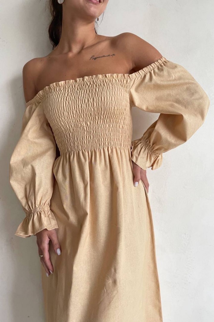 Нежное льняное платье FL-1581A580