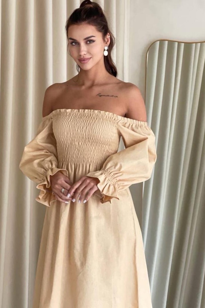 Нежное льняное платье FL-1581A580