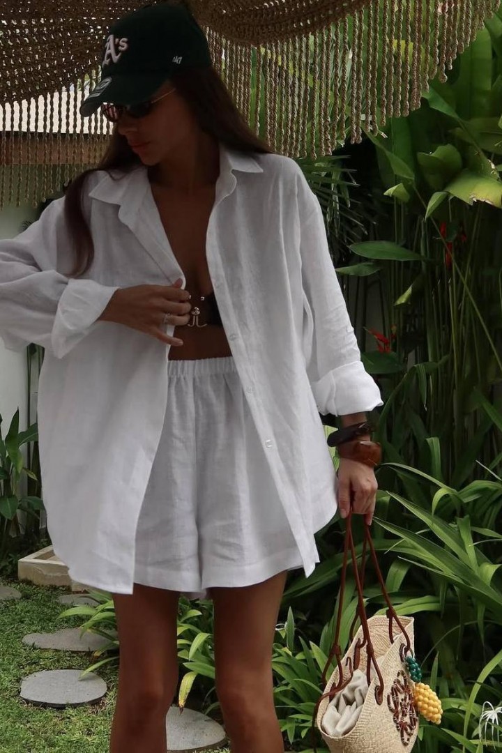 Льняний костюм з шортами FL-2140A600 