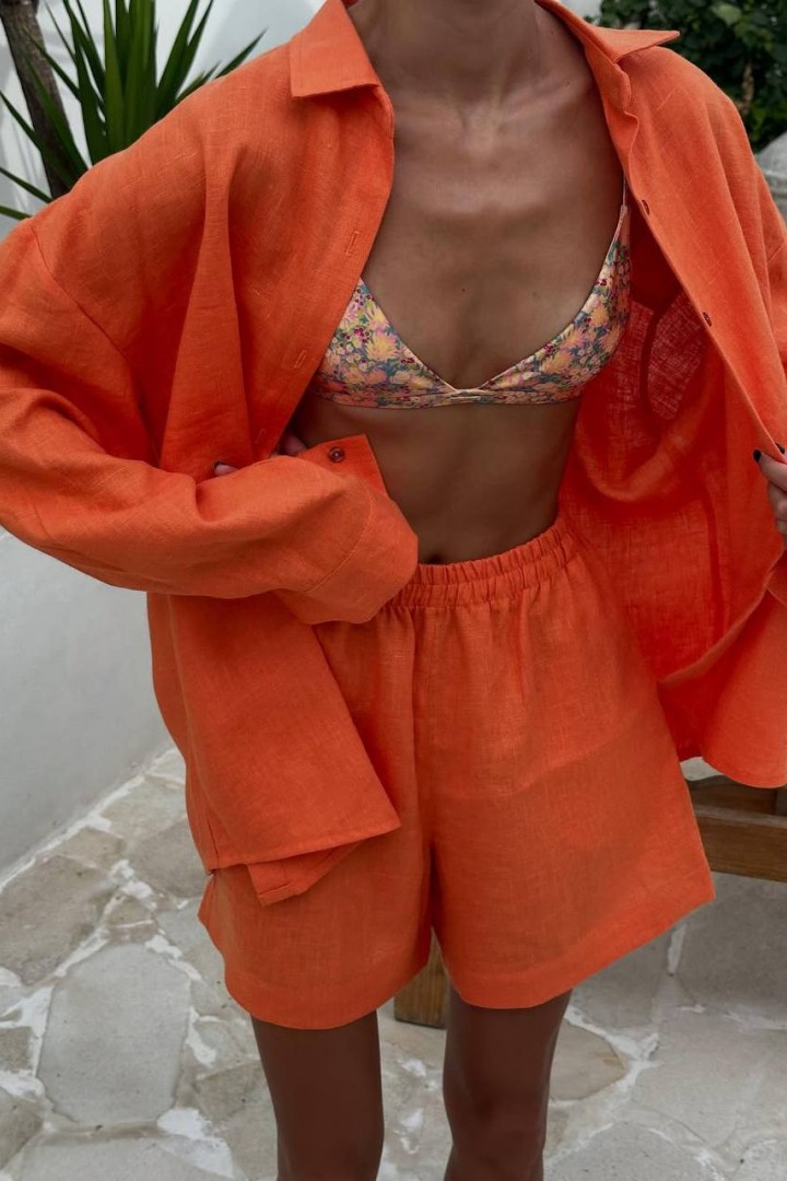 Льняний костюм з шортами FL-2140A600 