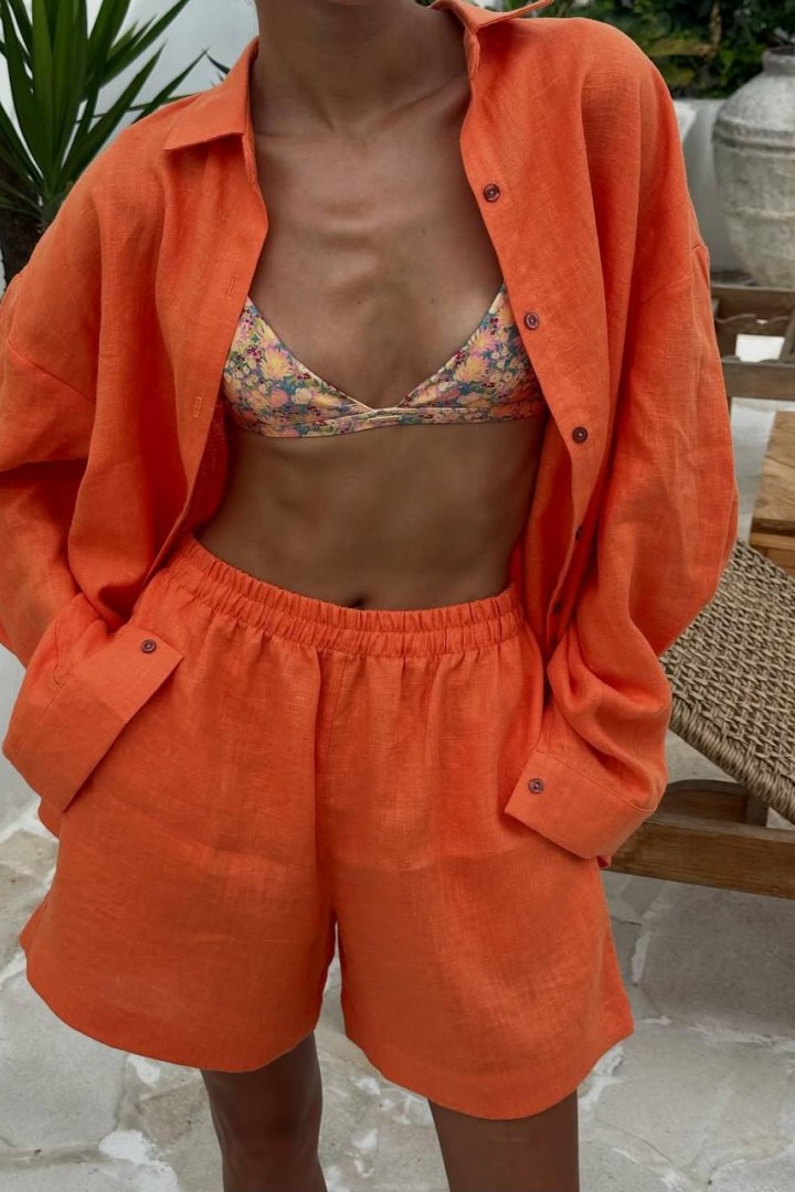 Льняний костюм з шортами FL-2140A600 