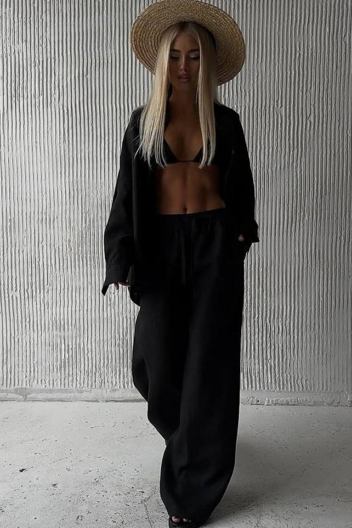 Льняной  брючный костюм  FL-2141A650