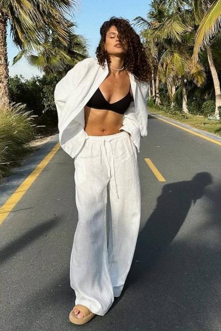 Льняной  брючный костюм  FL-2141A650