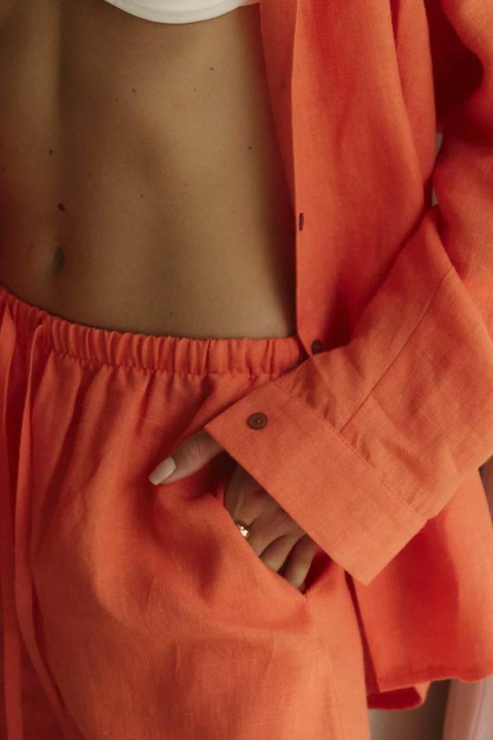 Льняной  брючный костюм  FL-2141A650