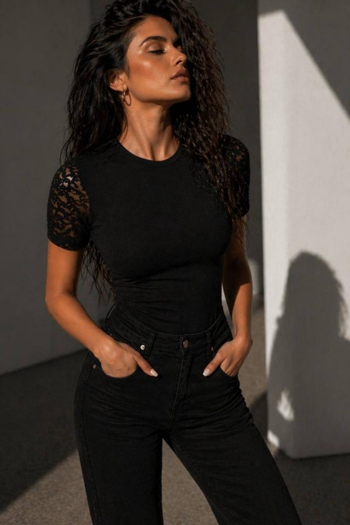 Футболка с кружевними рукавчиками   JK-2022A299