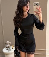 Шёлковое платье на шнуровке  SPL-7106A490