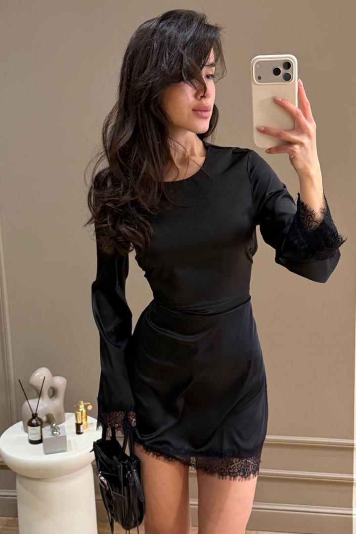 Шёлковое платье на шнуровке  SPL-7106A490