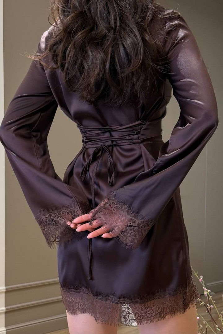 Шёлковое платье на шнуровке  SPL-7106A490