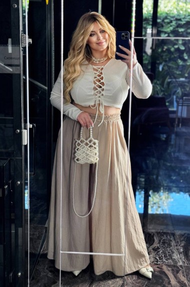 Топ со шнуровкой спереди INS-336A500 Топ со шнуровкой спереди INS-336A500