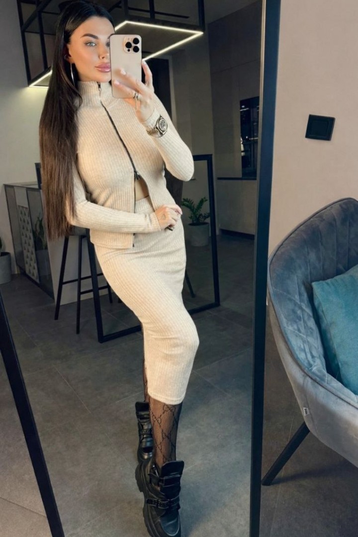 Ангоровый костюм с юбкой POK-664A550