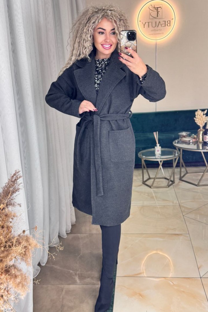 Пальто женское с поясом POK-660A930