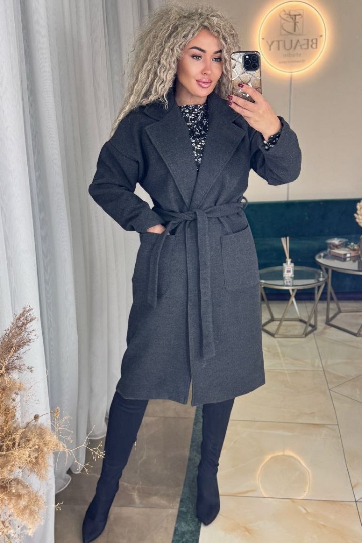 Пальто женское с поясом POK-660A930