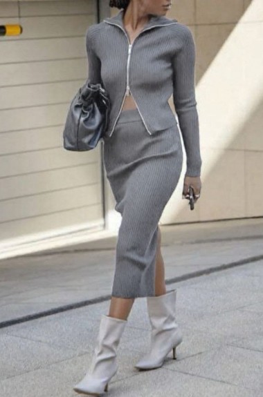 Ангоровый костюм с юбкой POK-664A550