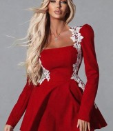 Короткое платье с длинным рукавом POK-673A550