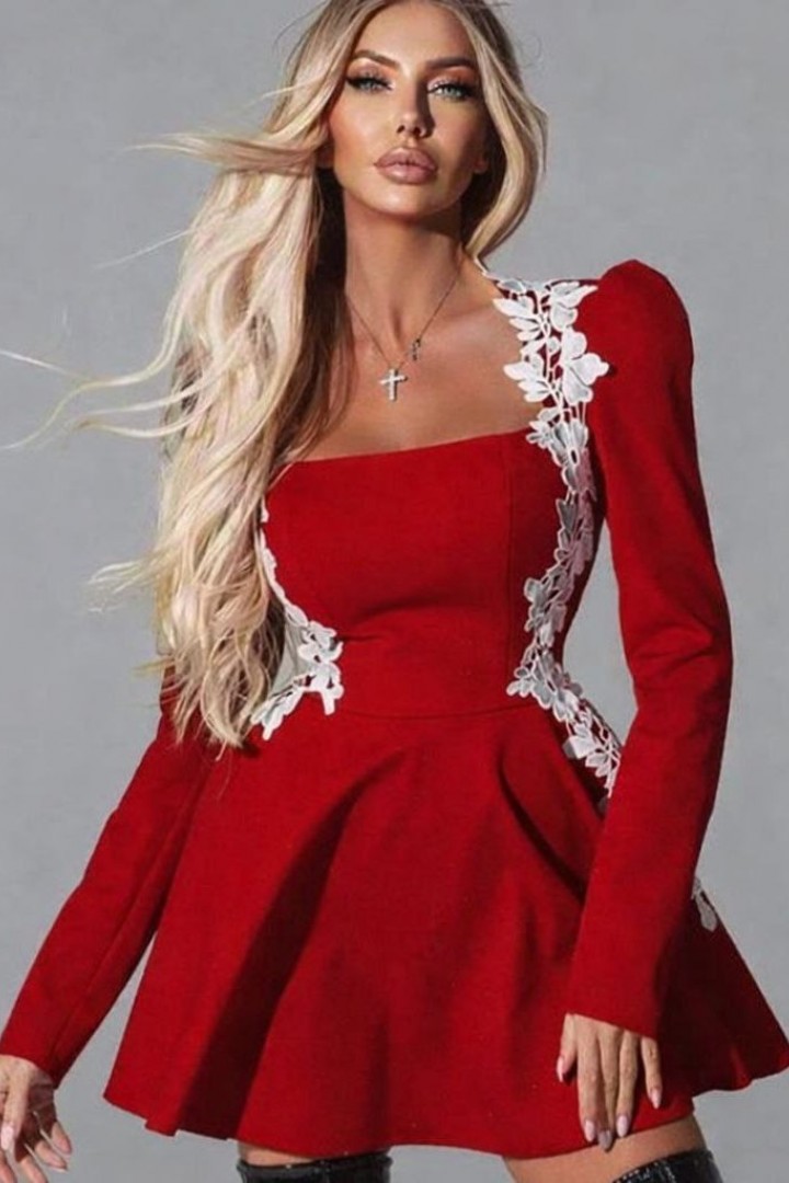 Короткое платье с длинным рукавом POK-673A550