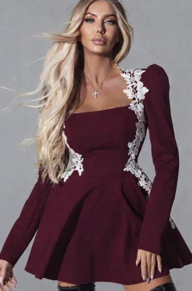 Короткое платье с длинным рукавом POK-673A550