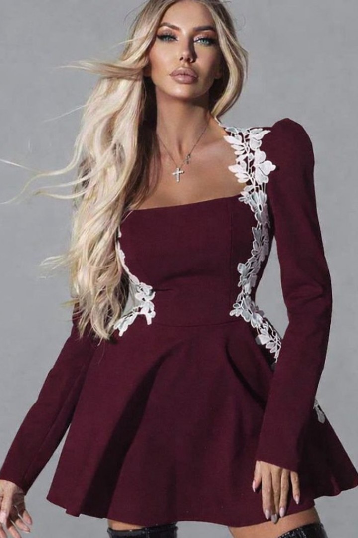 Короткое платье с длинным рукавом POK-673A550