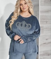 Велюровий костюм зі стразами VOJ-336A750